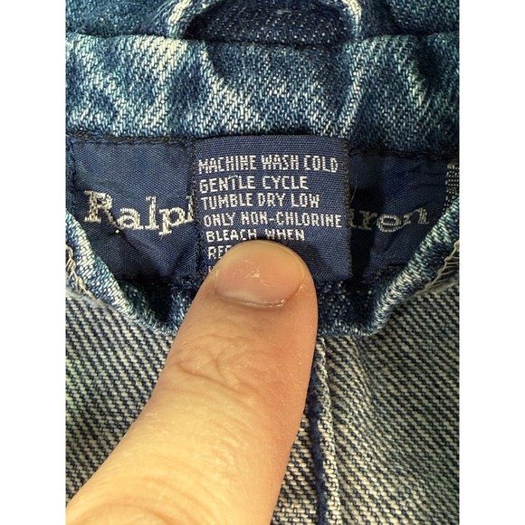 Ralph Lauren Denim Pea Coat Womens Medium Blue Anchor Button Double Breasted 80s - Picture 7 of 14